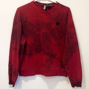 Divided Disney Mickey Mouse Tie Dye Sweater Red & Black Size Medium